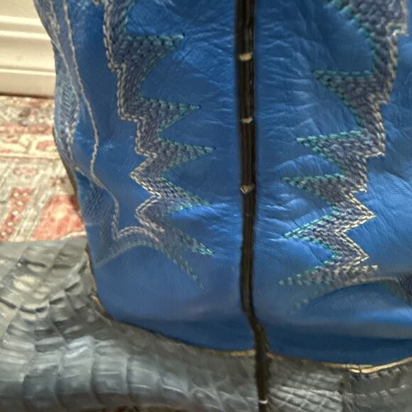 NO MAME MEN QUALITY GATOR PRINT & LEATHER WESTERN BOOT-blue-sz 9D - Picture 6 of 10